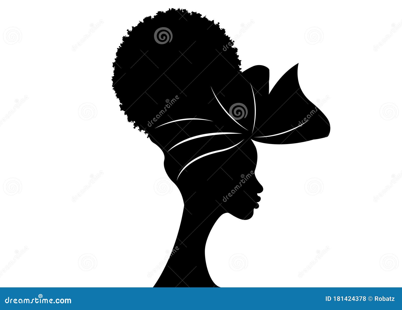 portrait beautiful african woman in traditional turban and afro frizzy curly hair, black women  silhouette  , logo