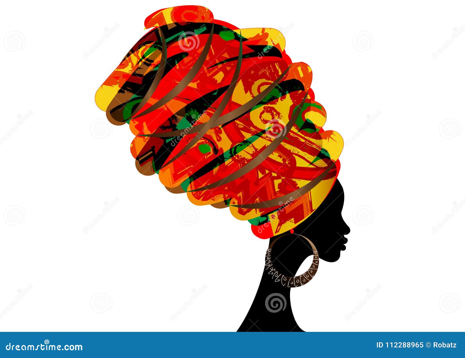 portrait beautiful african woman in traditional turban, kente head wrap african, traditional dashiki printing, black afro women