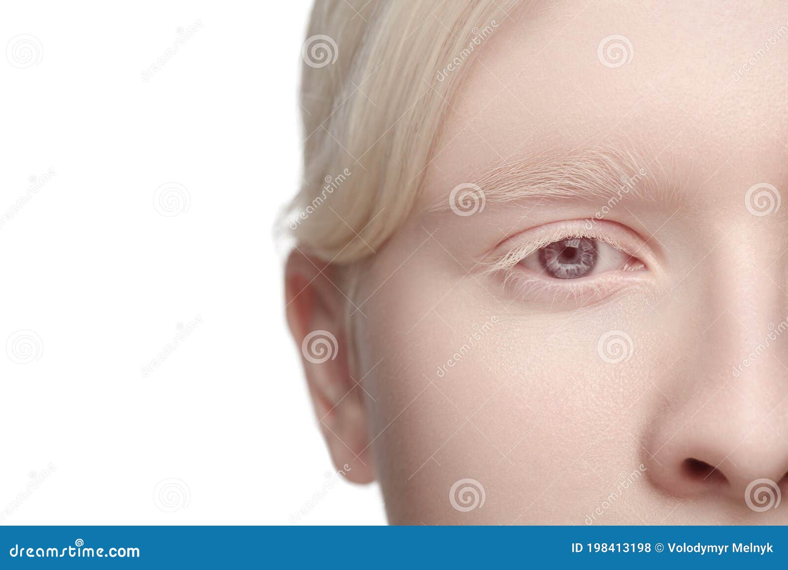 portrait of beautiful albino woman  on white studio background. beauty, fashion, skincare, cosmetics concept.