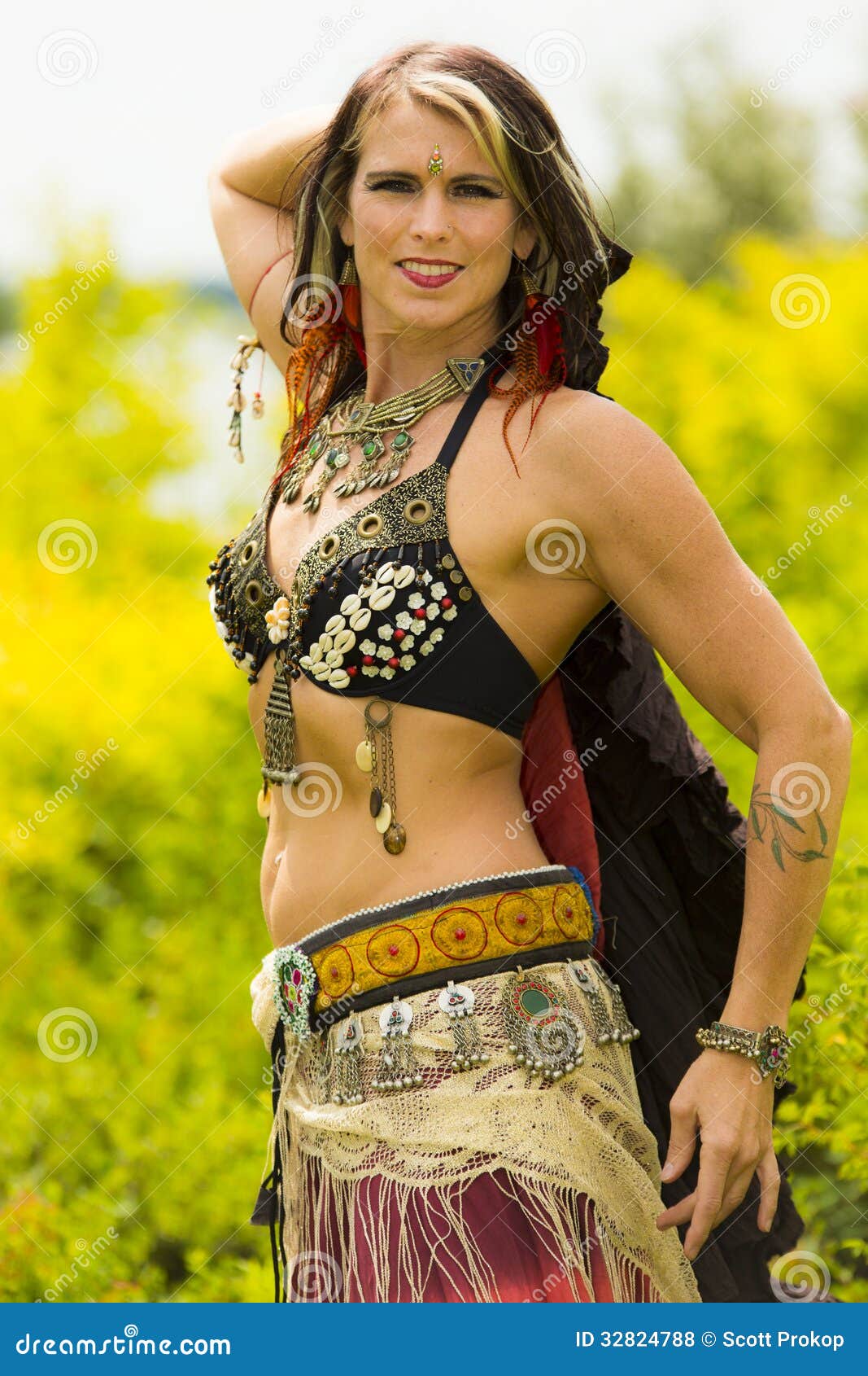 Tribal Fusion Belly Dance Costume 25 Stock Photo 147964850