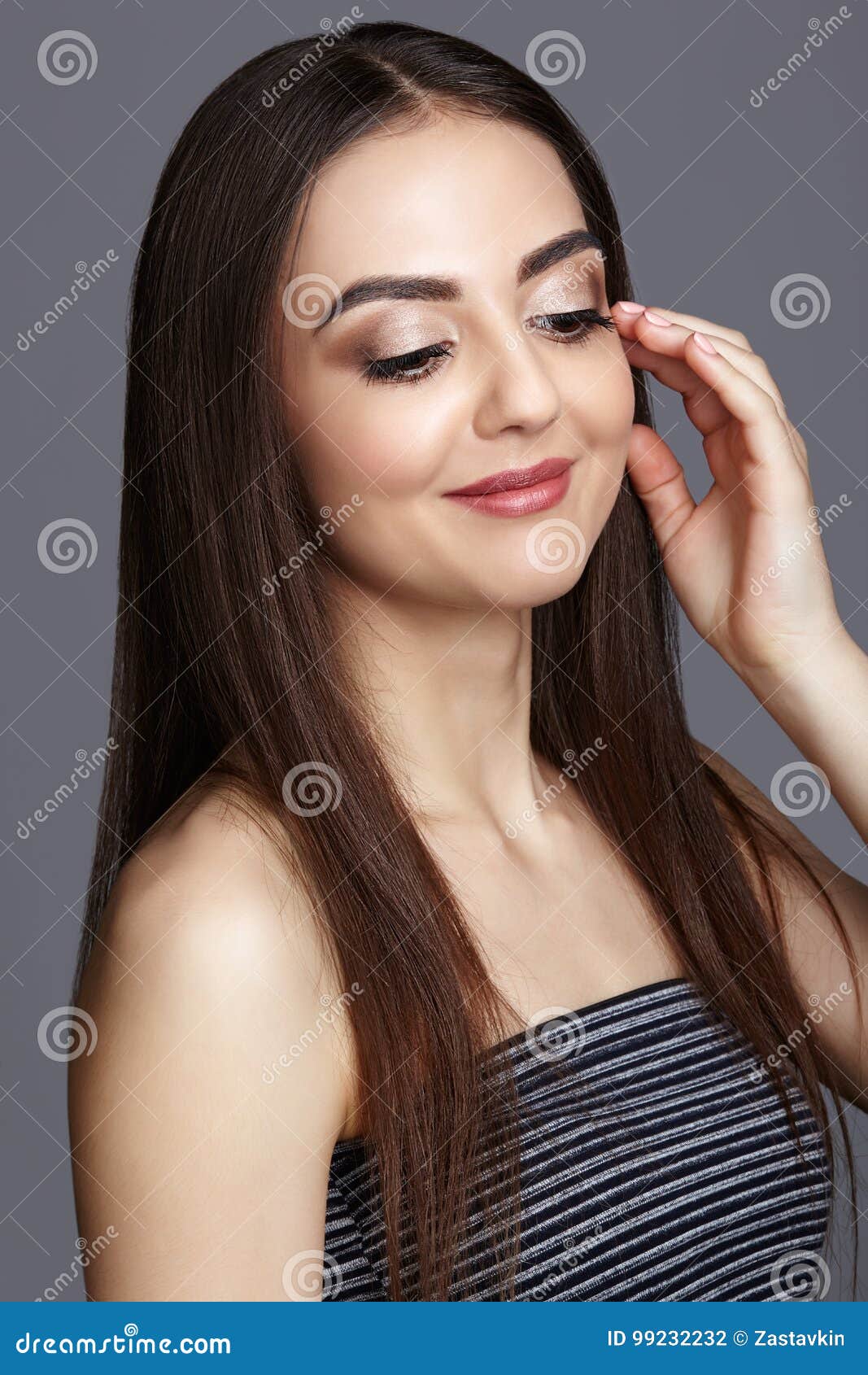 Portrait of Beautiful Big-eyed Smiling Young Woman Stock Photo - Image ...