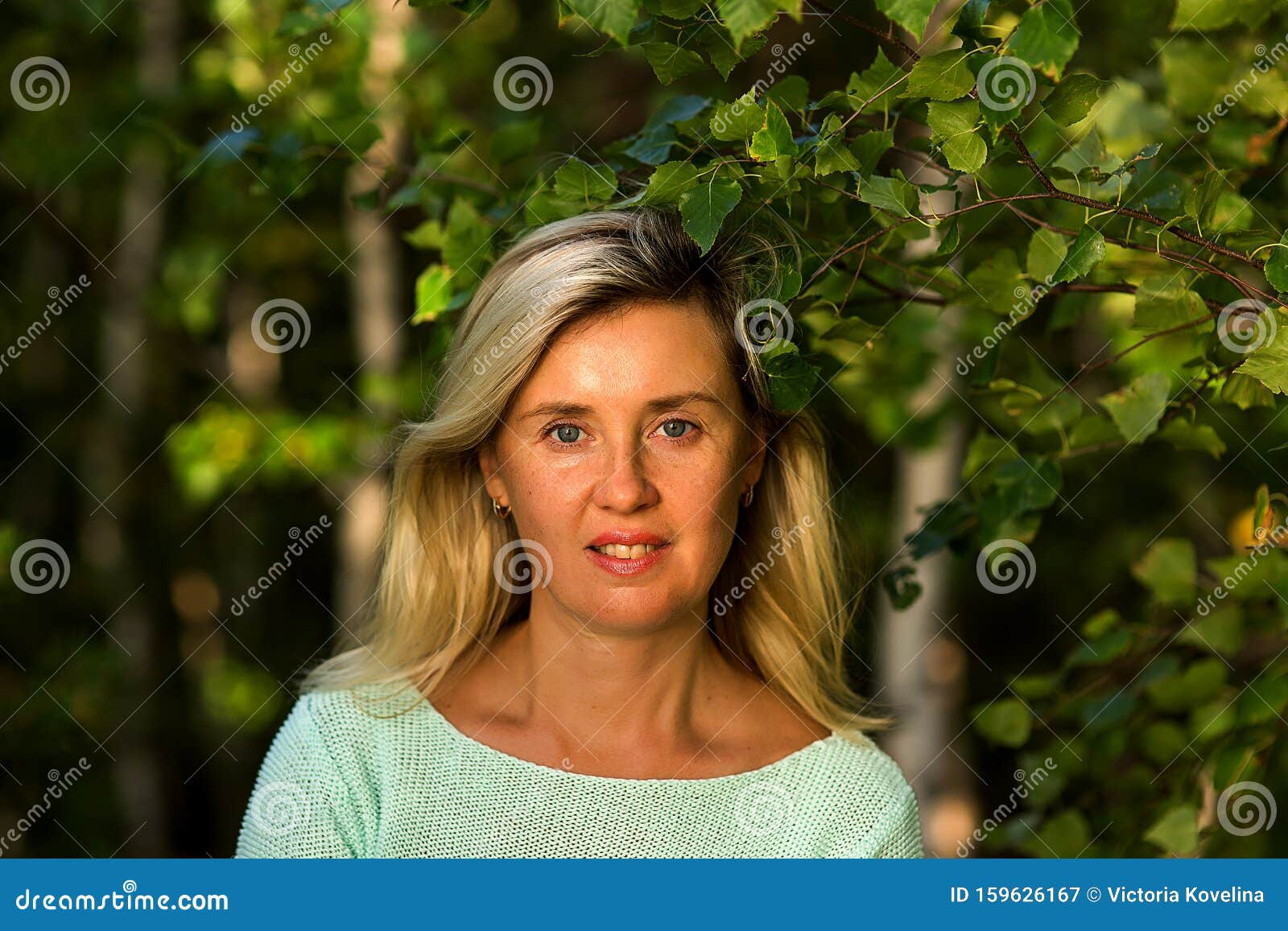 Portrait Of Beautiful Blond 40-year-old Woman Stock Image ...