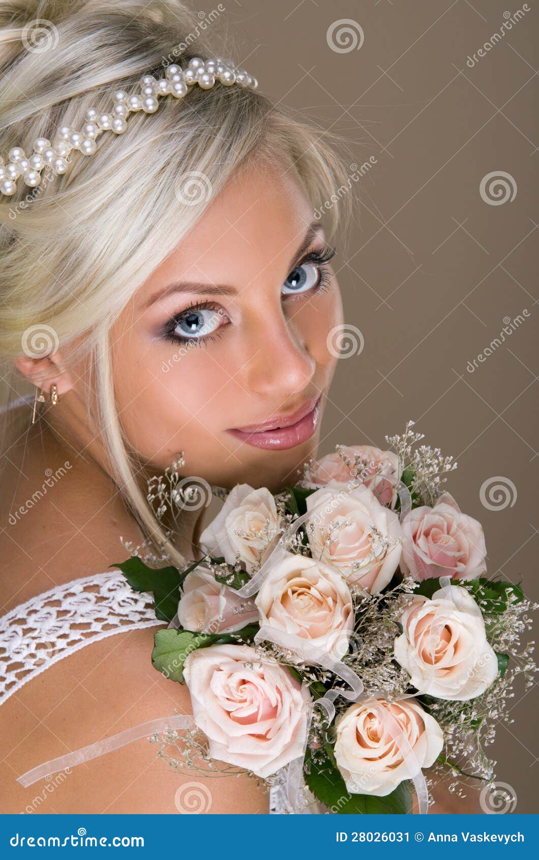 Portrait Of Beautiful Blonde Bride Stock Image - Image 