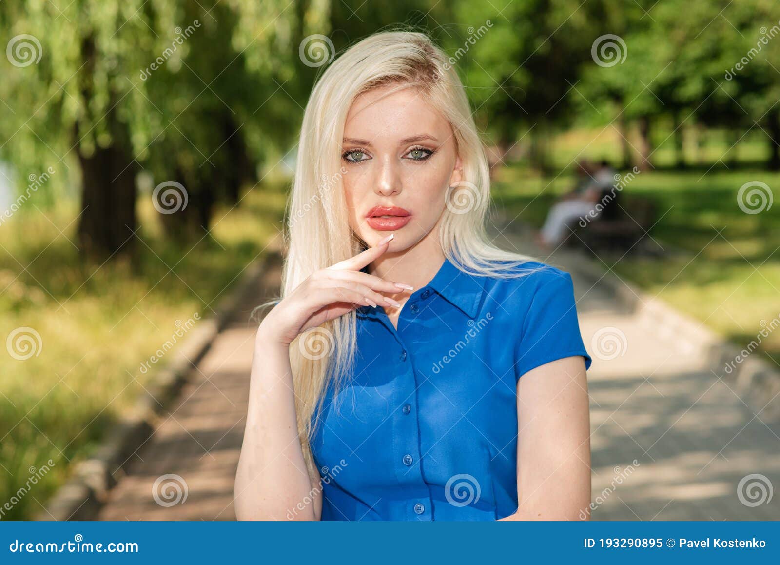 Portrait of a Beautiful Blonde Girl Outdoors in Summer. Stock Image ...