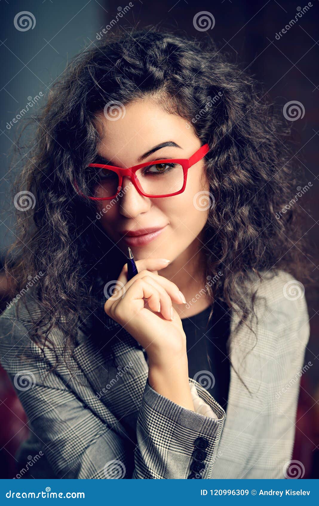 Girl In Red Glasses Stock Image Image Of Adult Business 120996309