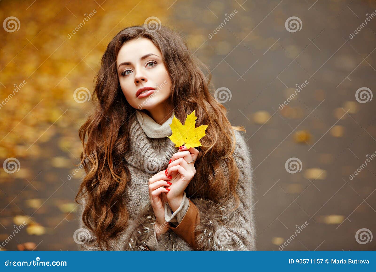 Portrait of a Beautiful, Dreamy and Sad Girl with Long Wavy Hair ...