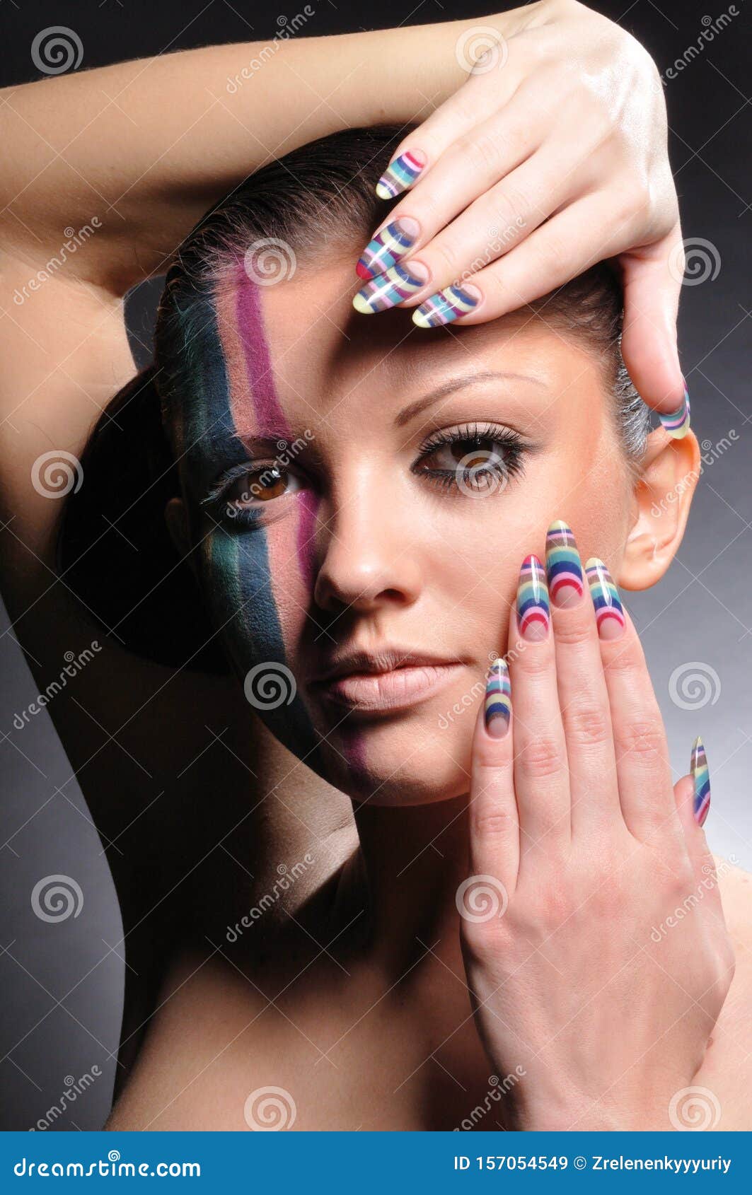 Portrait Of Beautiful Girl With Artistic Make Up Stock Image Image Of Elegant Luxury 157054549 