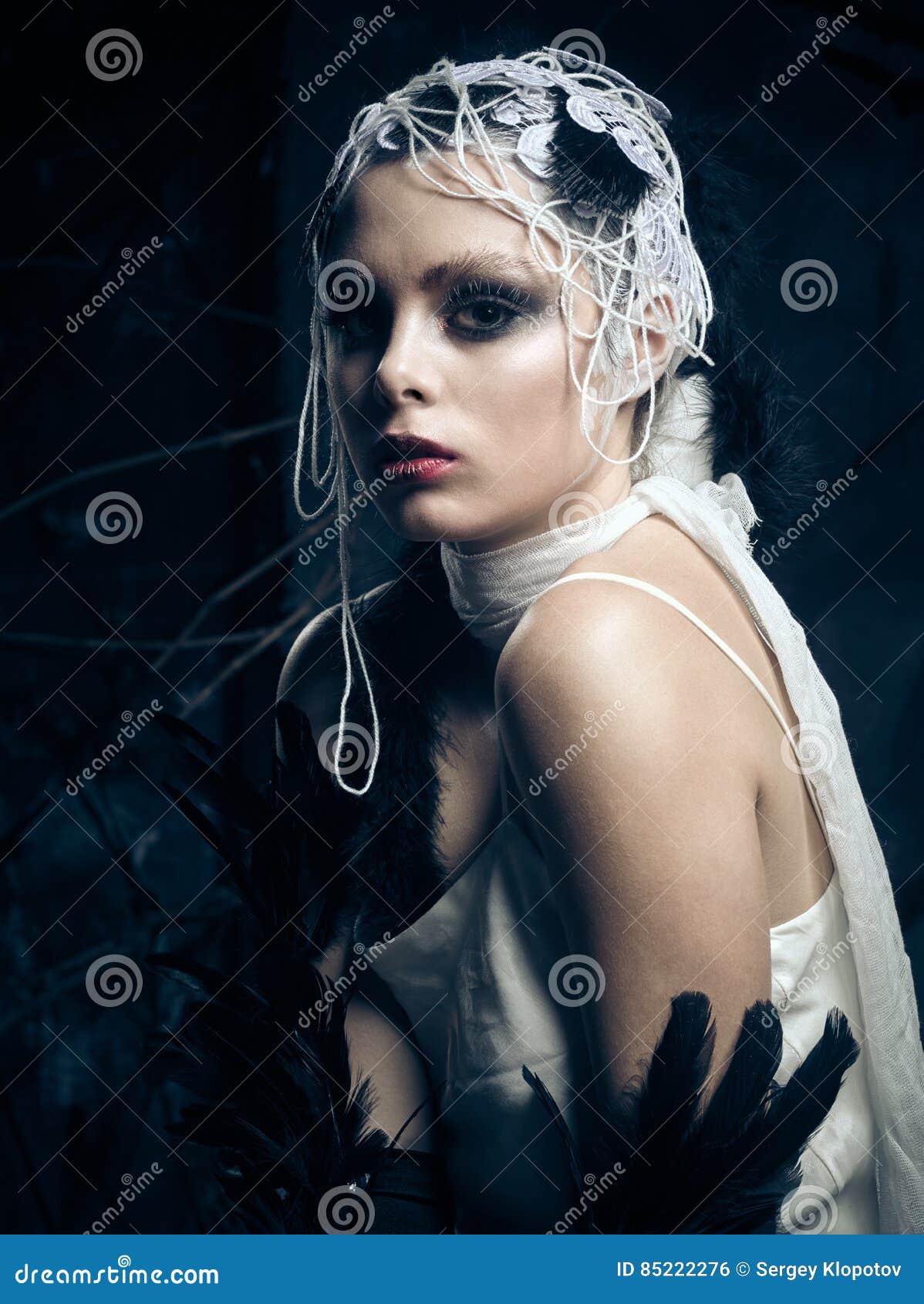 Portrait of a Beautiful Girl As a Bird. Stock Photo - Image of feathers ...