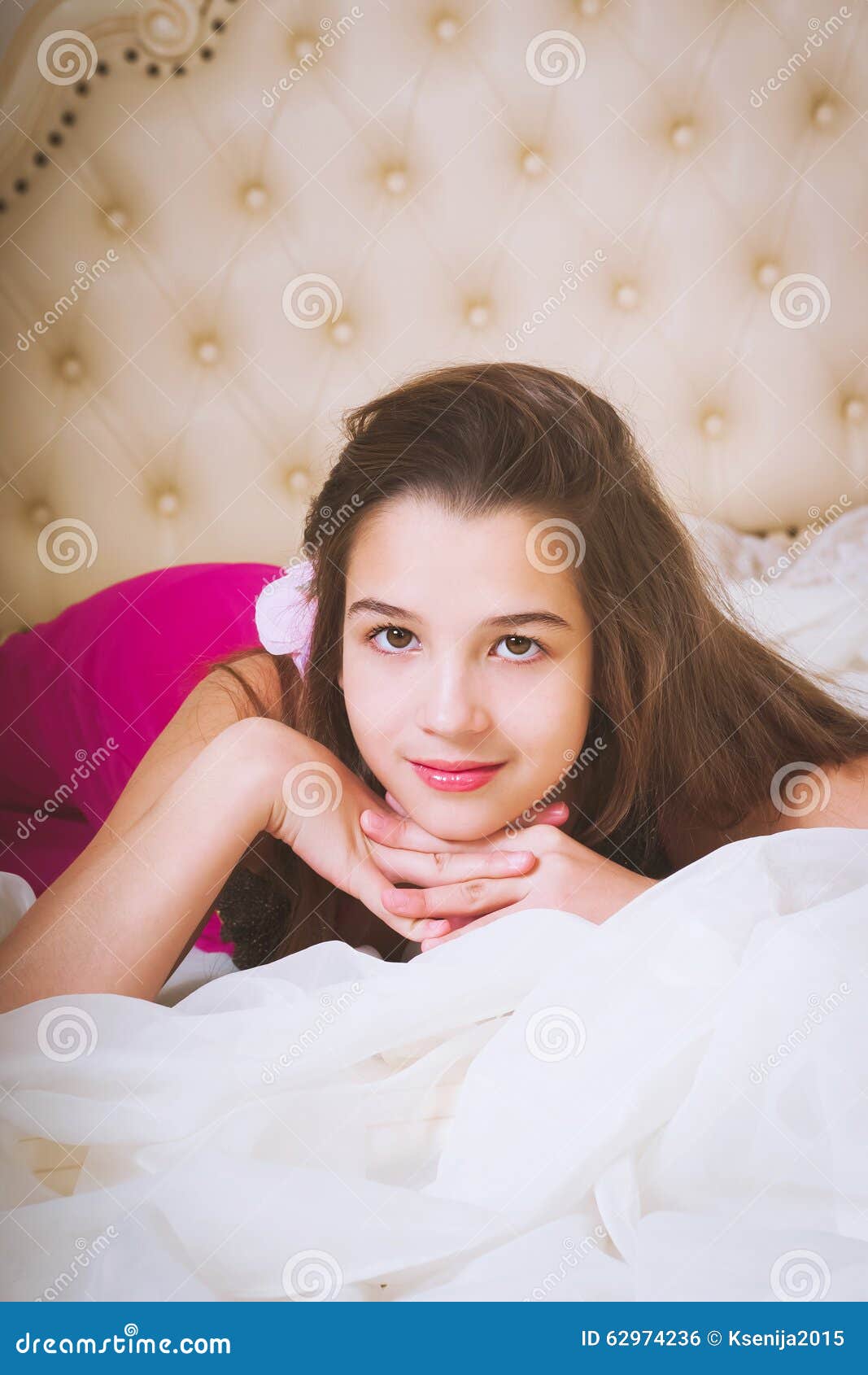 Emotional portrait of a young european girl with pure and 