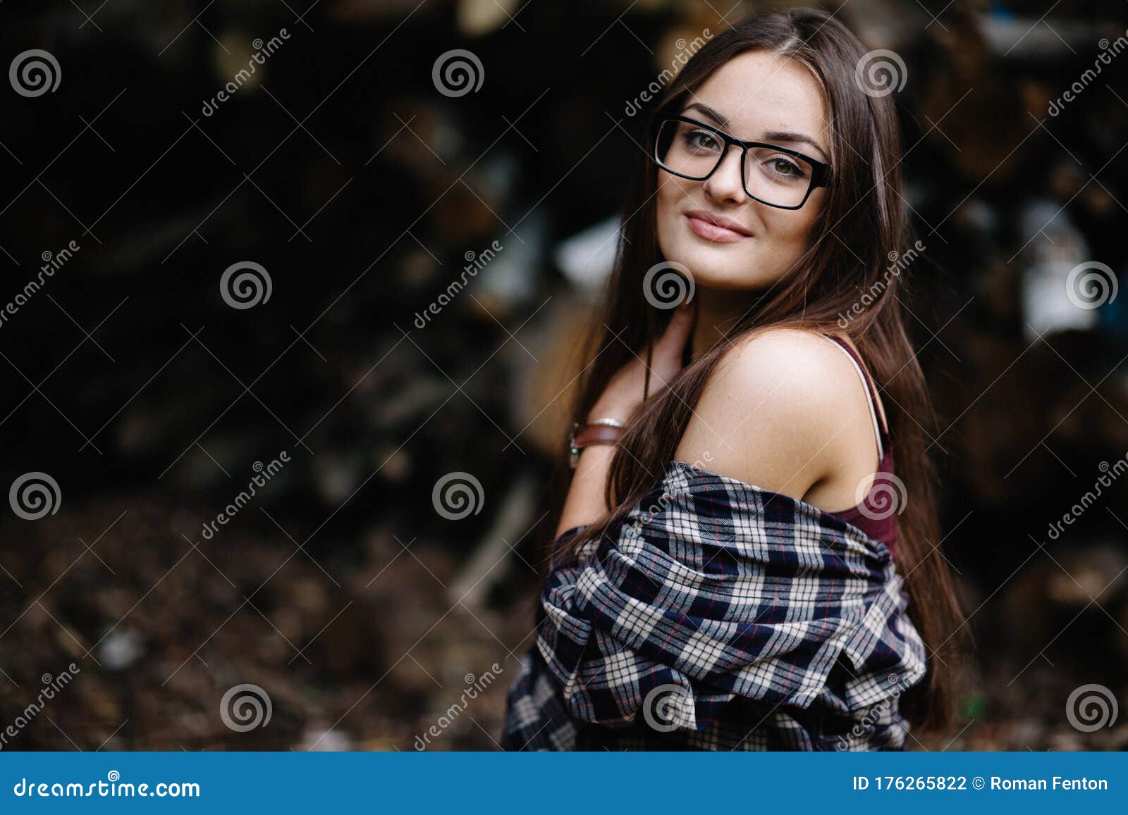 Portrait of a Beautiful Girl in Glasses for Vision, Wearing a Shirt ...