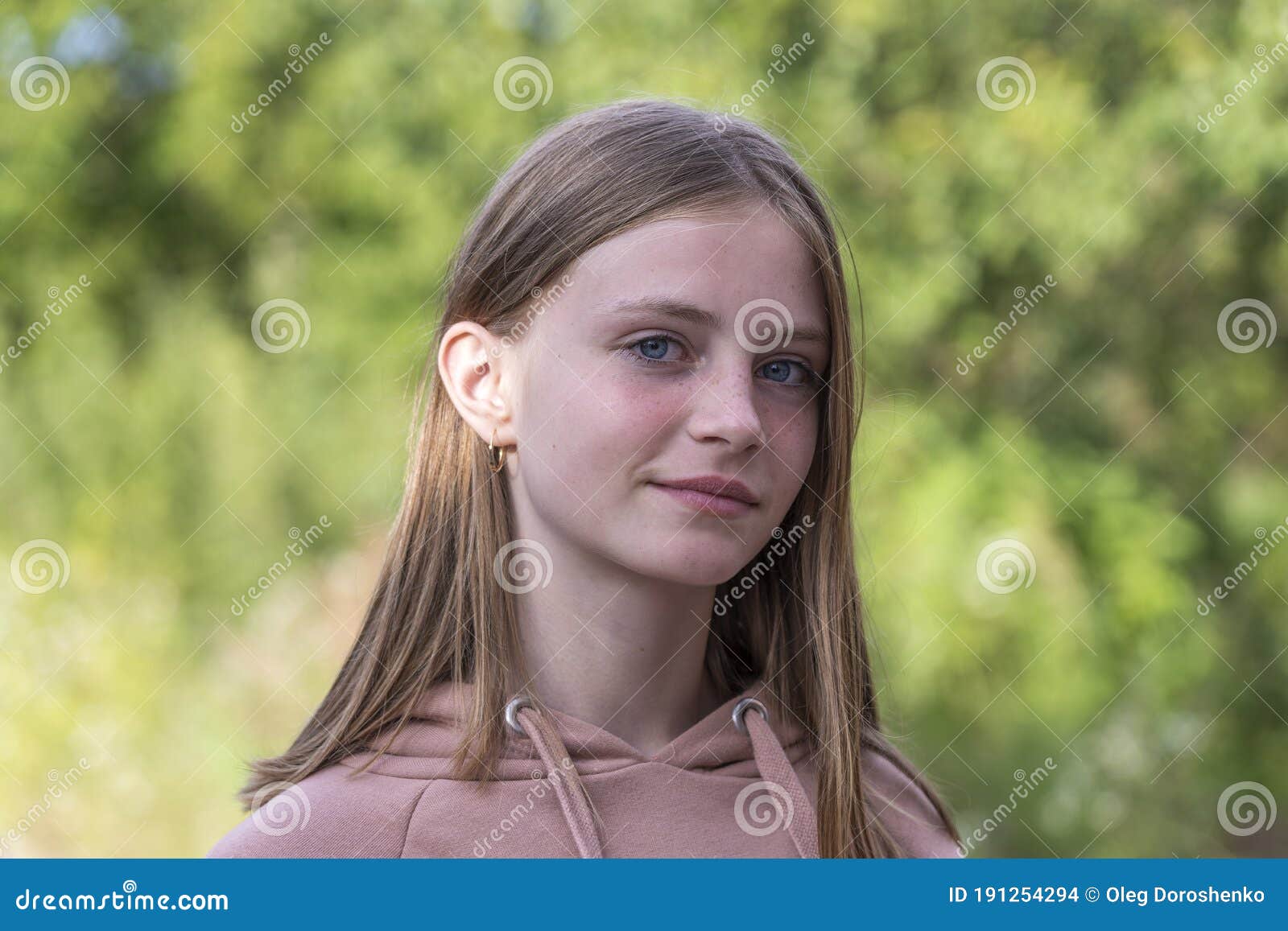 Portrait of a Beautiful Girl in Nature, Closeup Stock Photo - Image of ...