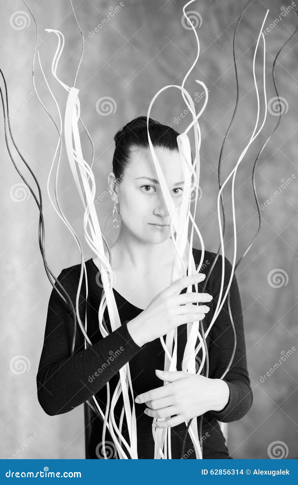Cute Dreaming Young Girl Dry Plants Stock Photos Free & RoyaltyFree