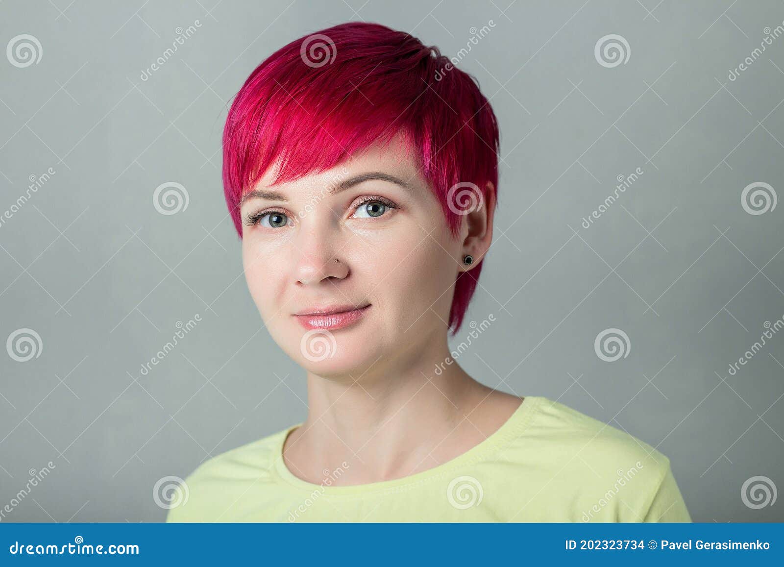 Portrait of a Beautiful Girl with Pink Hair Stock Photo - Image of ...