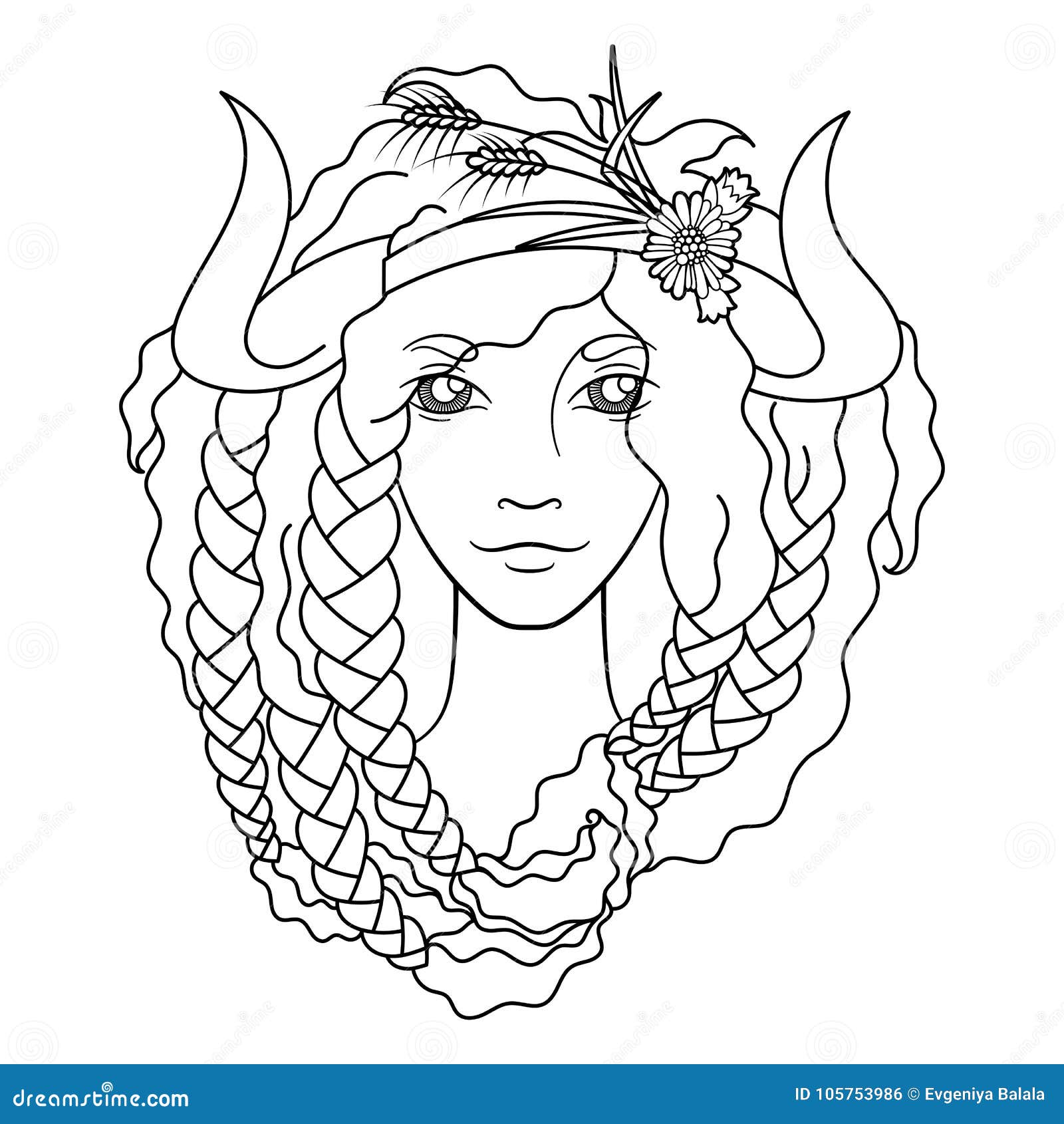 Portrait of a Beautiful Girl Stock Vector - Illustration of adult, boho ...