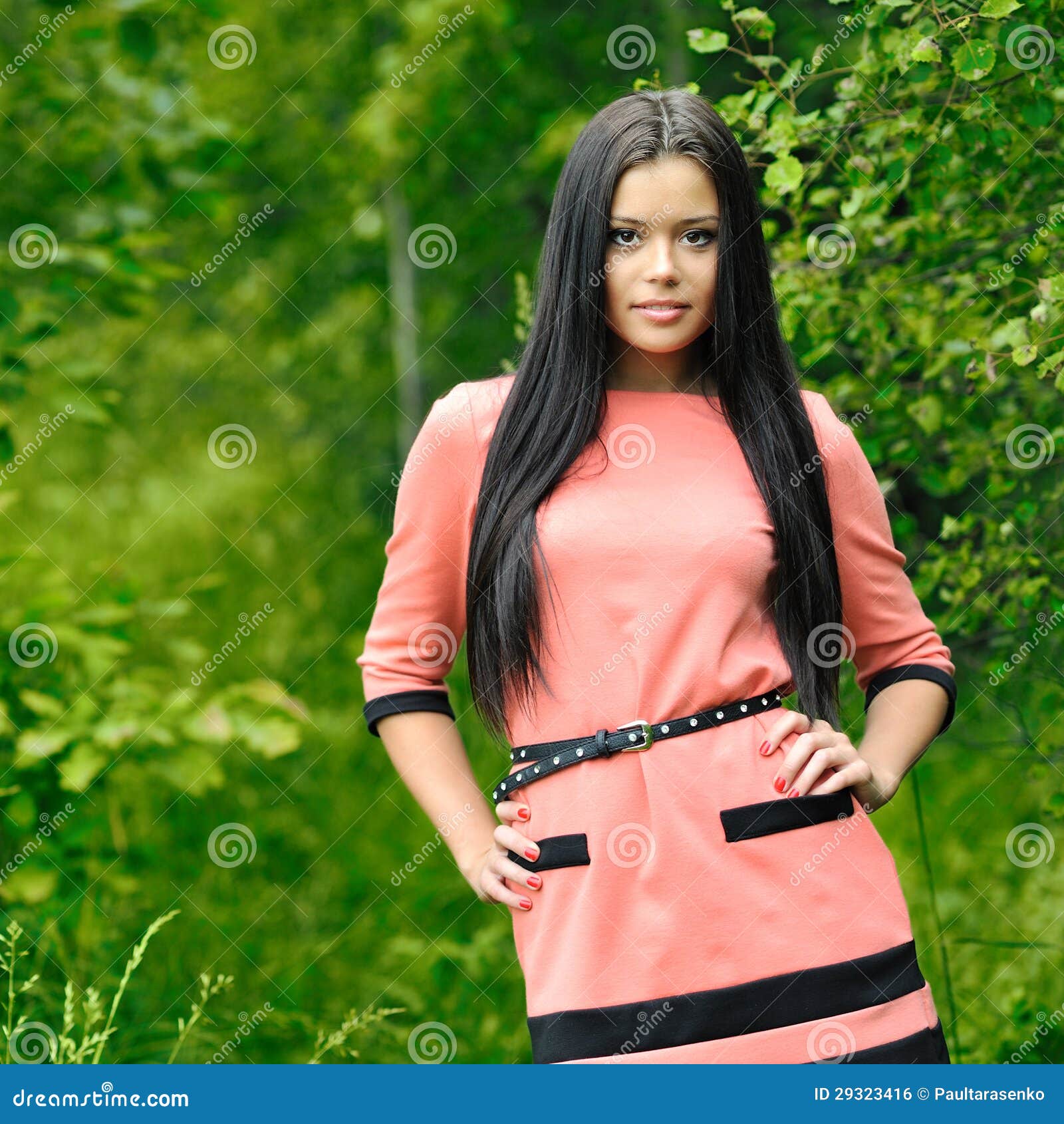 Portrait Of A Beautiful Girl Posing Outdoors Stock Photo - Image of