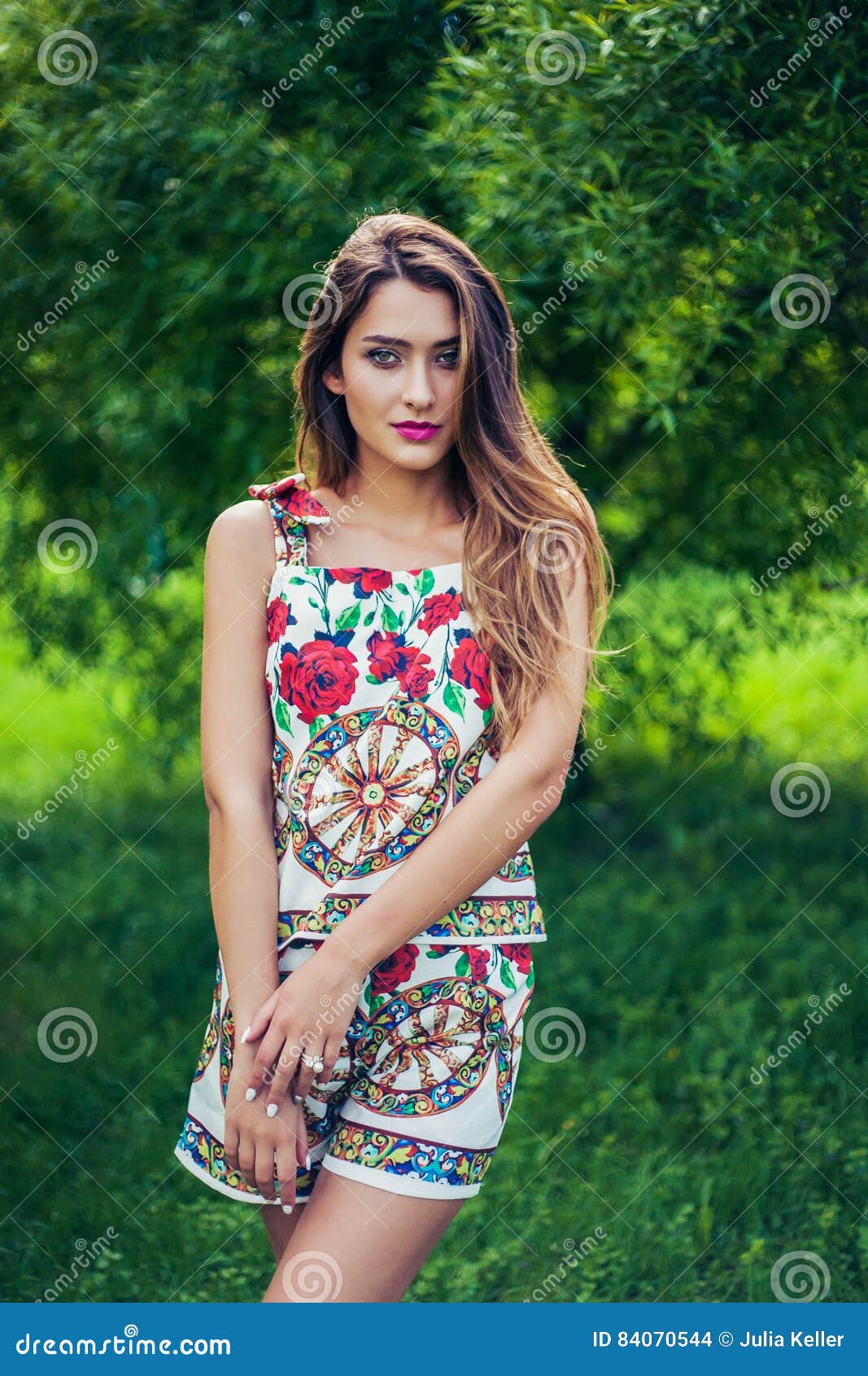 Portrait of Beautiful Girl Wearing Trendy Outfit. Summer Fashion Stock ...