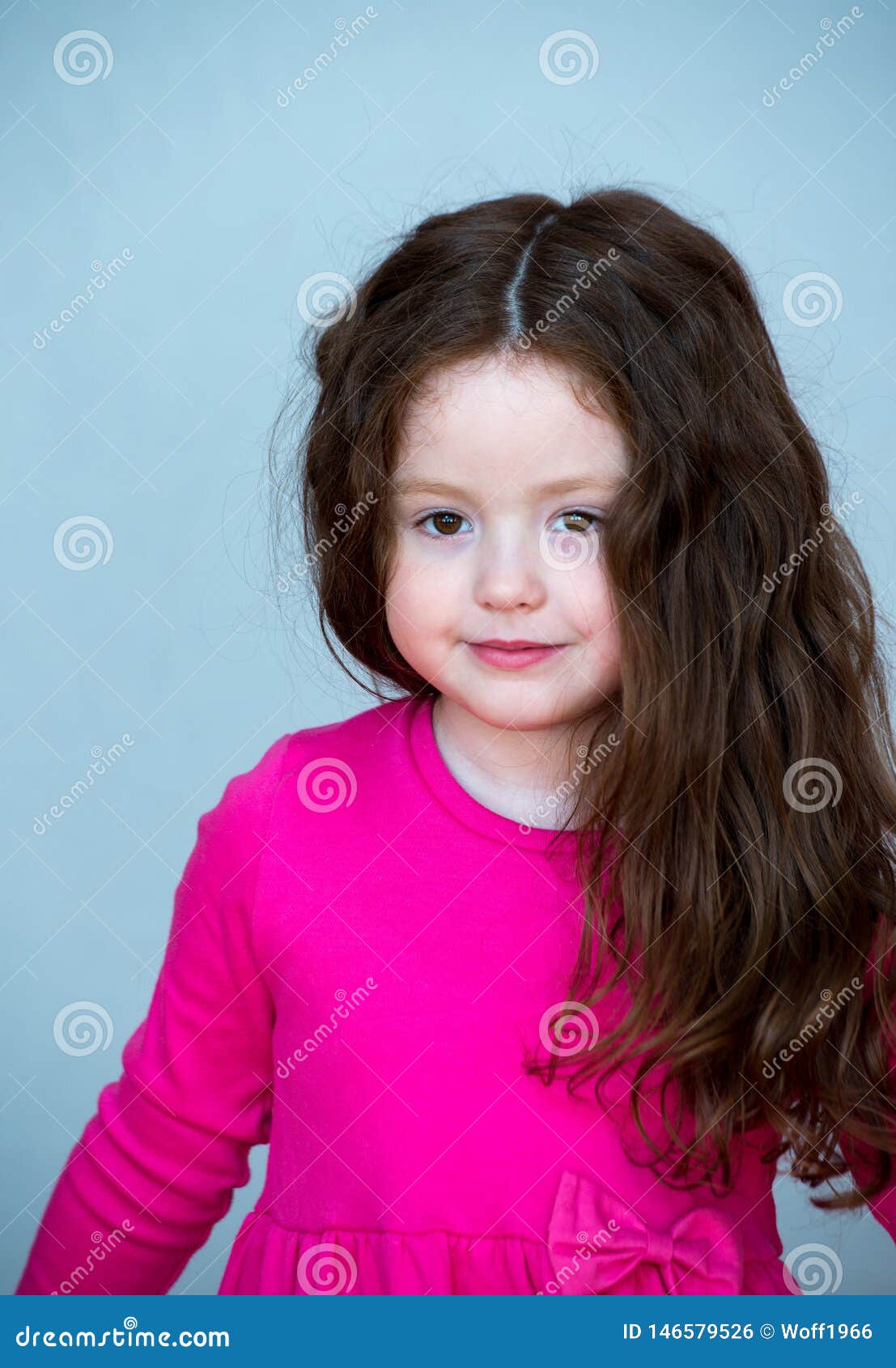 Portrait of a Beautiful Girl 4-5 Years Old. Beautiful, Healthy, Natural Hair  of Dark Chestnut Color Stock Photo - Image of hairstyle, curly: 146579526