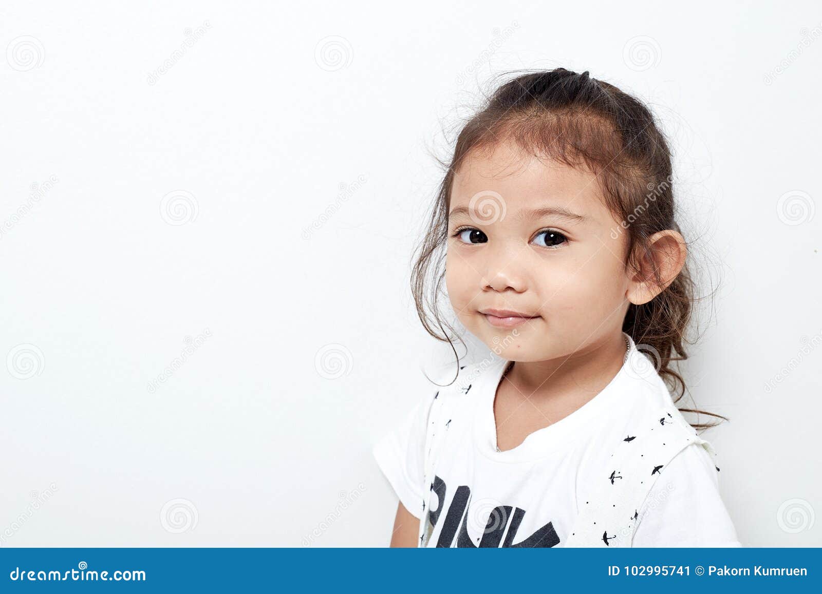 Portrait Beautiful of Happy Long Hair Child Little Girl Asian Stock ...