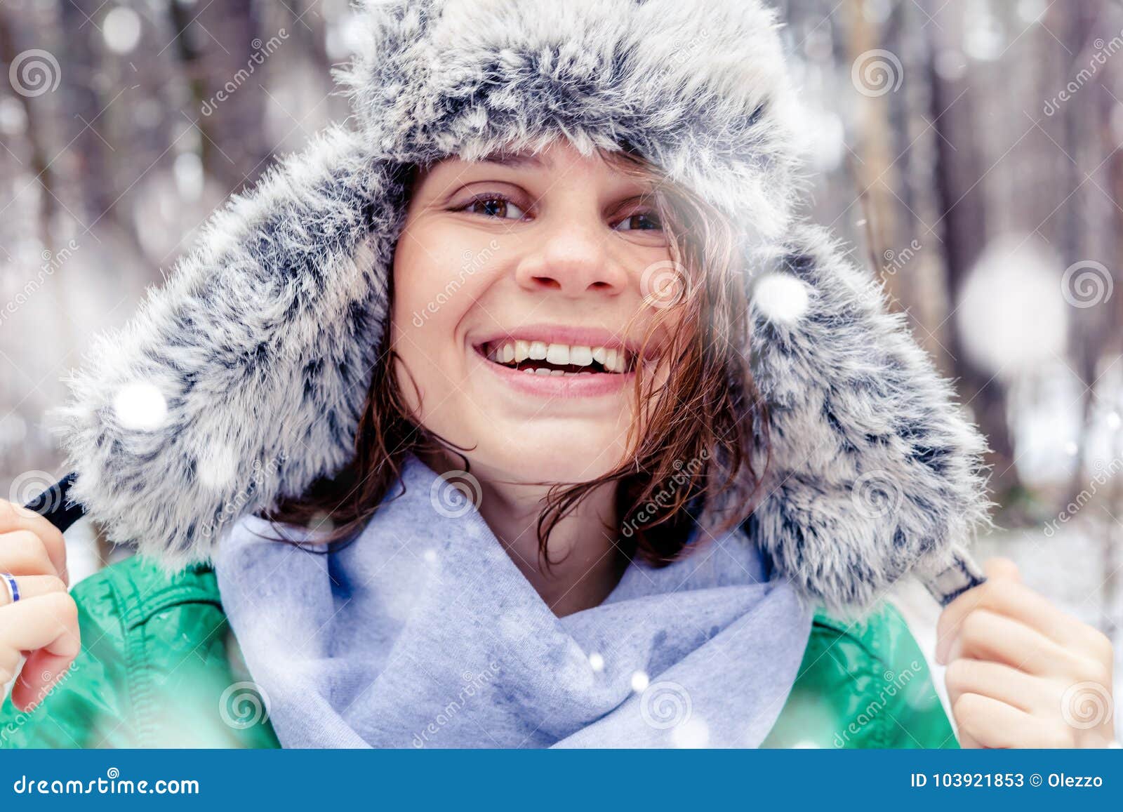 Portrait of a Beautiful Happy Smiling Young Woman in a Funny Hat Stock ...