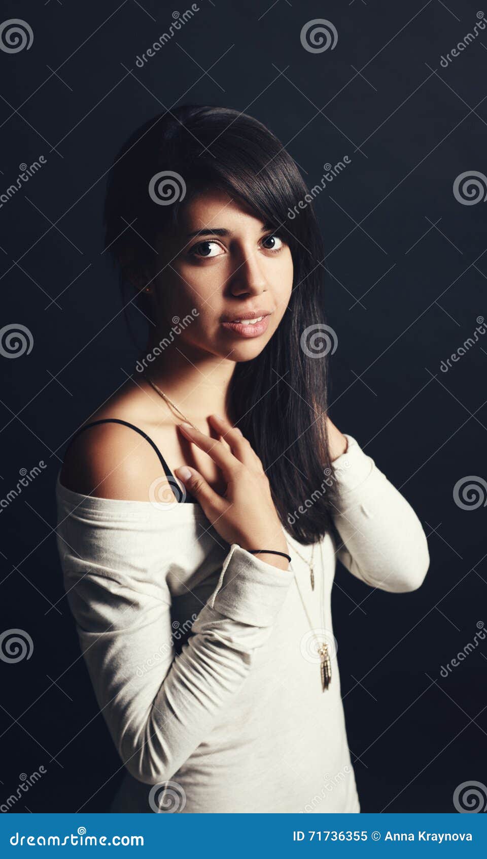 Portrait Of Beautiful Hispanic Latino White Girl Woman With