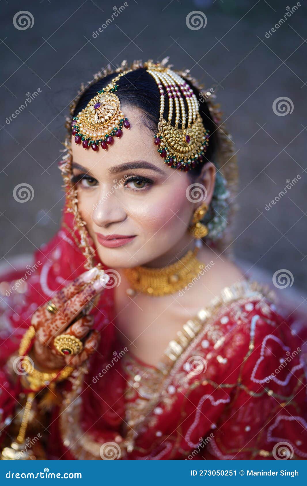 portrait of beautiful indian punjabi bride.