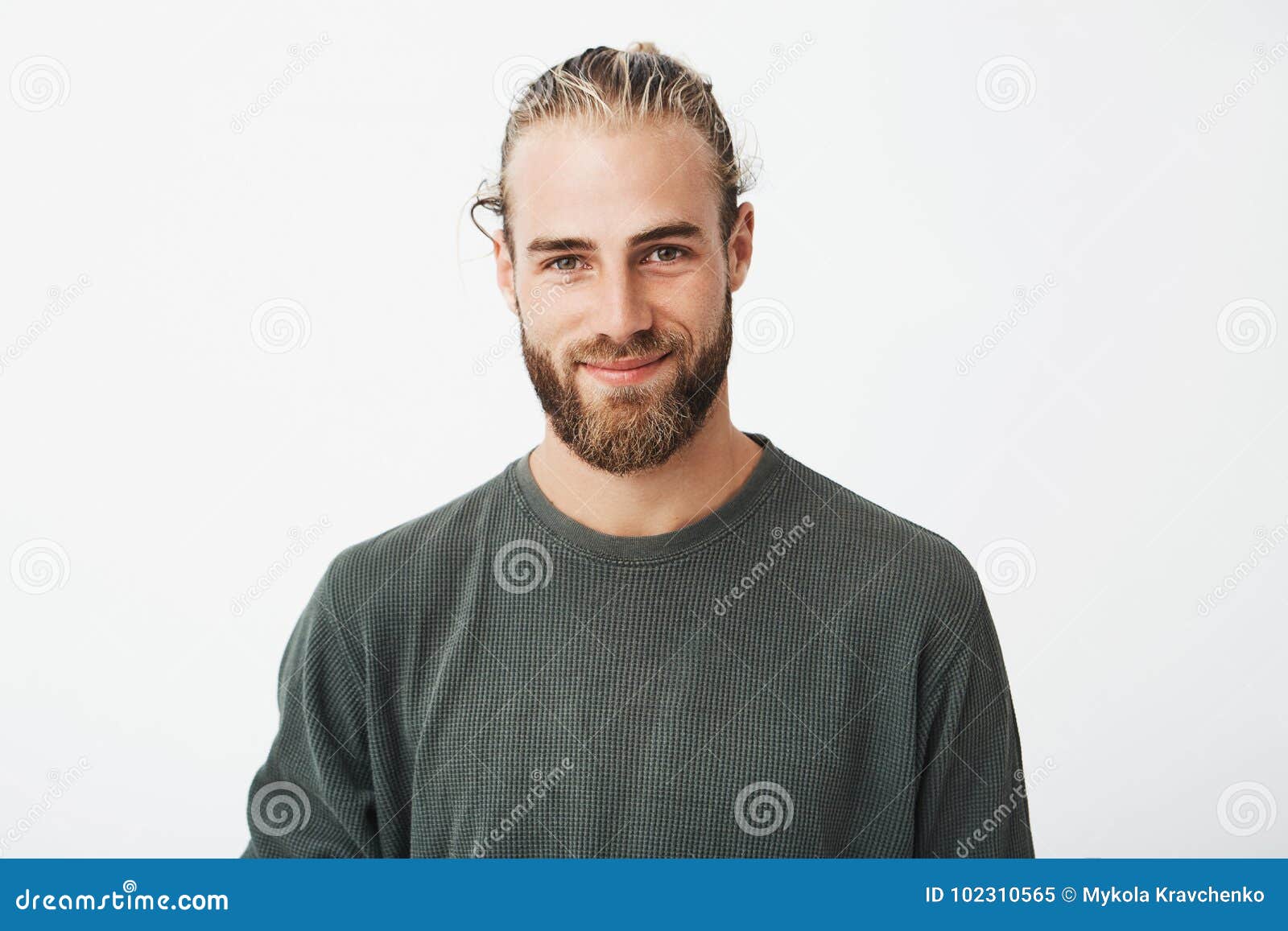 Portrait of Beautiful Mature Blonde Bearded Guy with Trendy Hairdo in ...