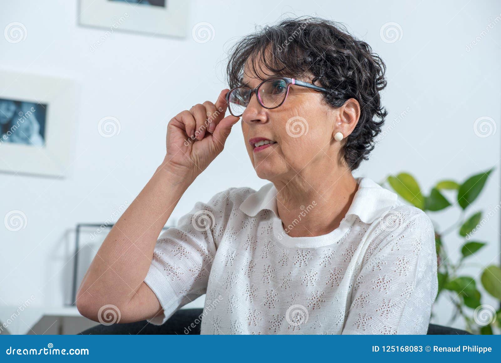 Portrait Of Beautiful Mature Brunette With Glasses Stock Image Image