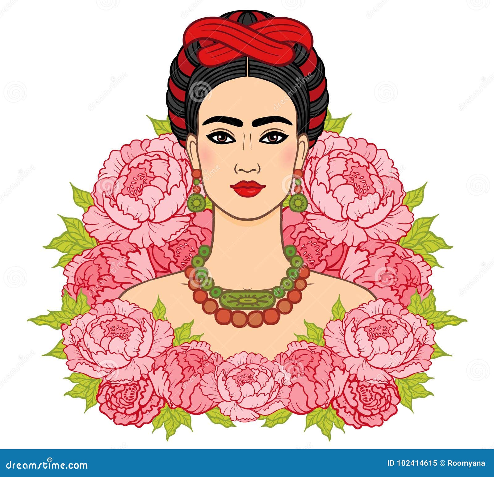 Portrait of the Beautiful Mexican Woman in Ancient Clothes Stock Vector ...