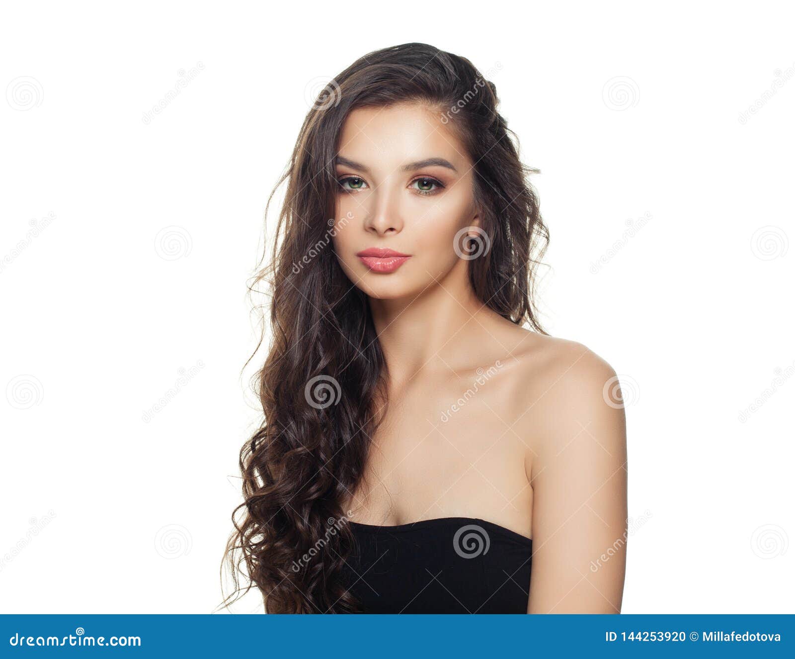 Portrait of Beautiful Model Woman Isolated on White Background Stock Photo  - Image of haircut, hairdo: 144253920