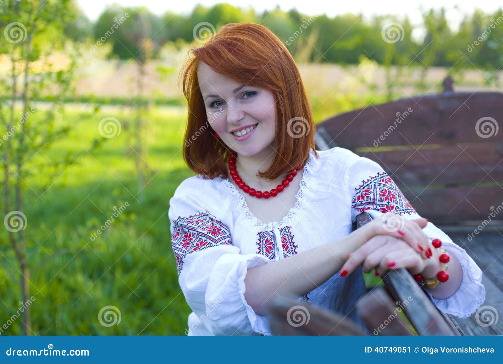 Portrait of the Beautiful Red-haired Ukrainian Outdoor Stock Image ...