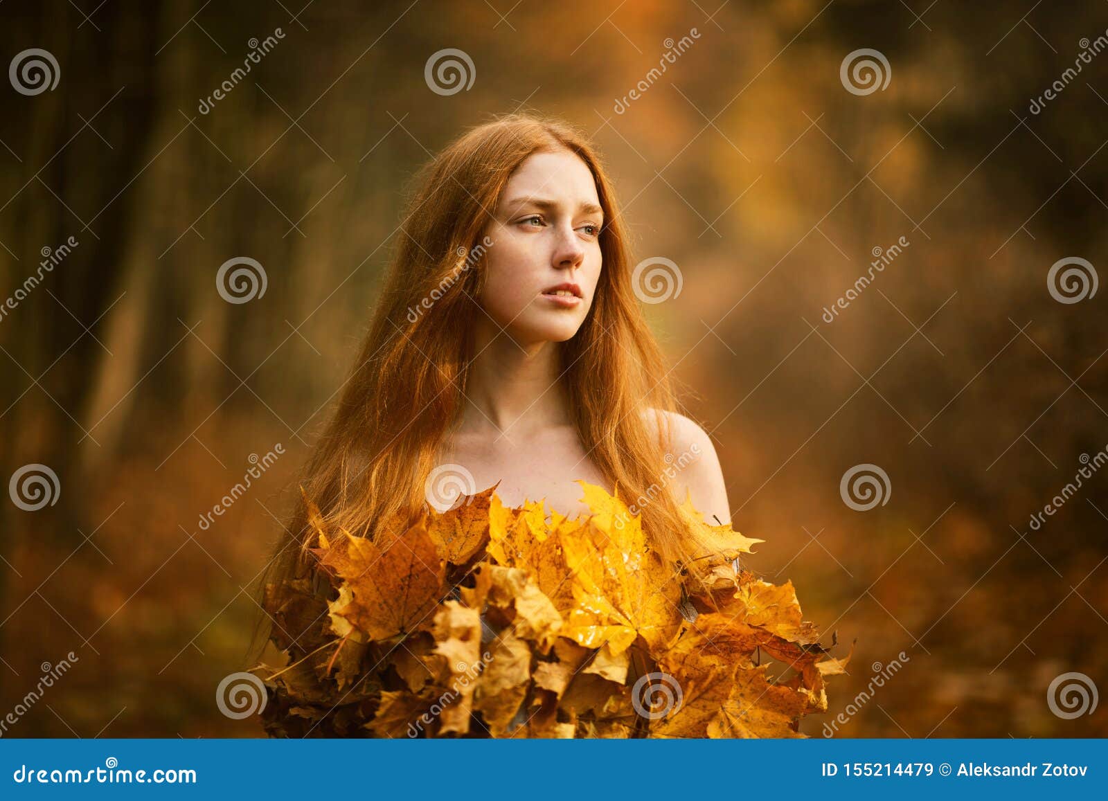 Fashion Autumn Model, Fall Leaves Dress, Beauty Girl Stock Image ...