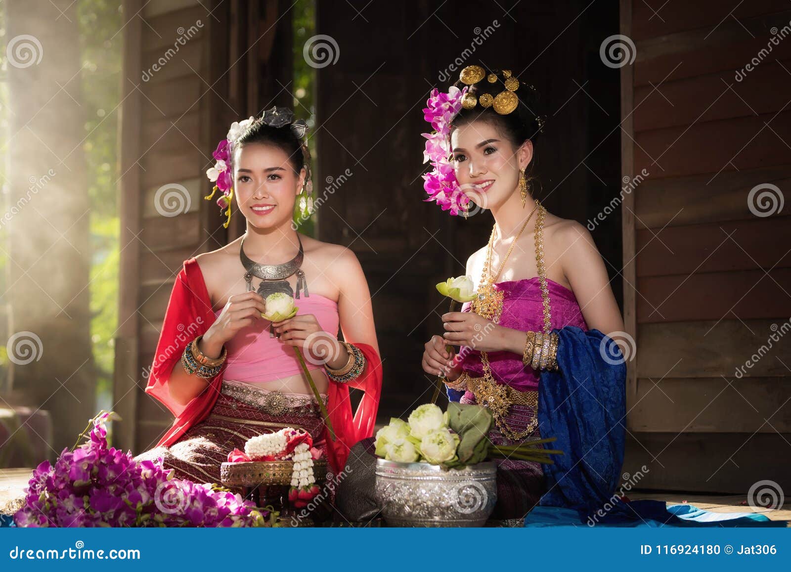 Portrait Of Beautiful Rural Thai Woman Wear Thai Dress In Chiang Mai Thailand Stock Photo Image Of People Chiang 116924180