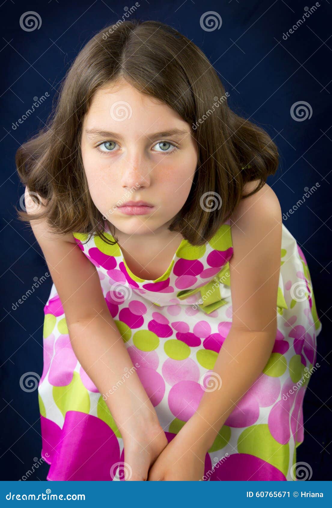 Portrait of Beautiful Sad Little Girl Stock Image - Image of condition ...