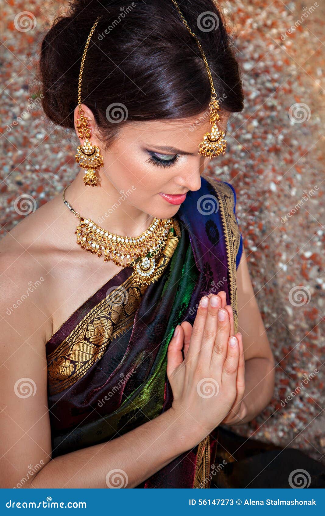 Portrait of Beautiful Sensual Girl in Indian Sari Stock Image - Image of  jewelry, desert: 56147273