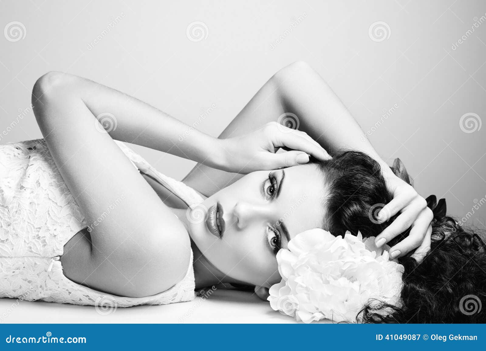 portrait of beautiful sensual woman with elegant hairstyle. per