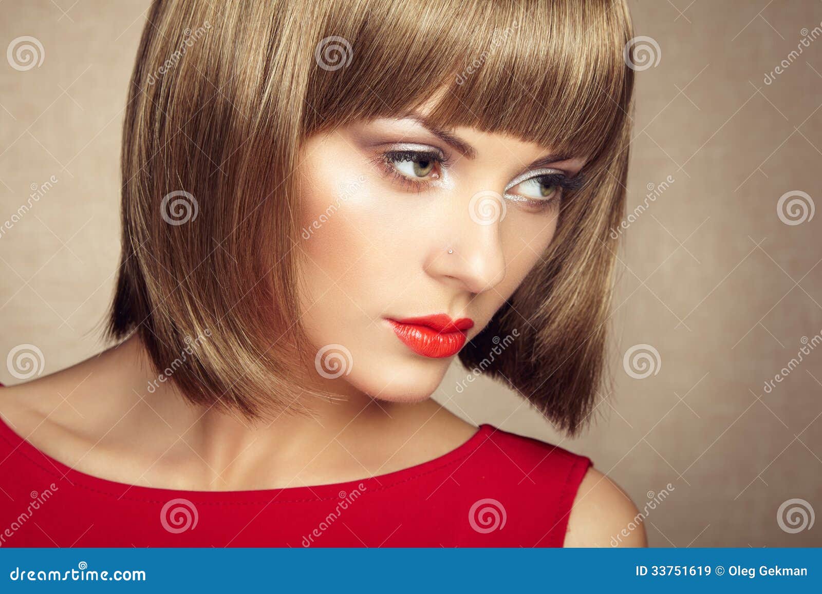 Portrait of Beautiful Sensual Woman with Elegant Hairstyle Stock Image ...