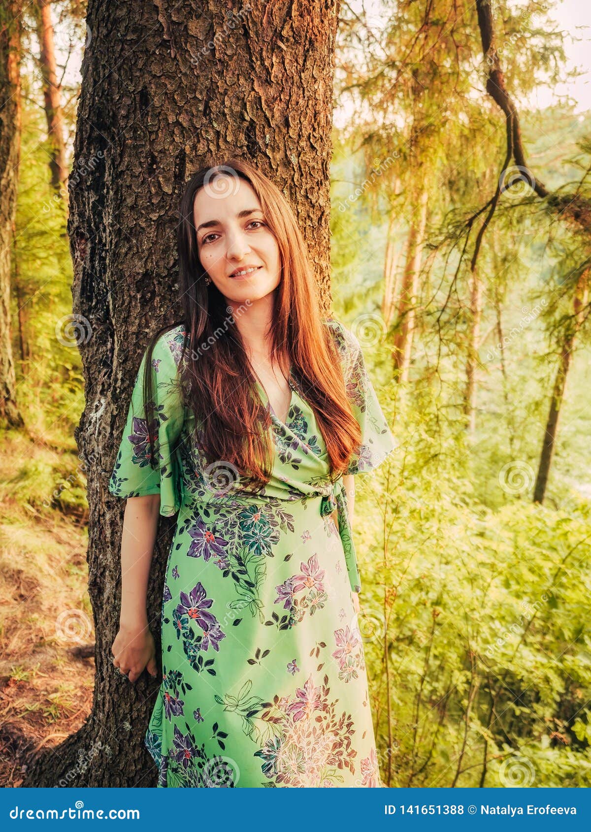 Attractiv Brunette Girl In The Forest Stock Photo - Image 