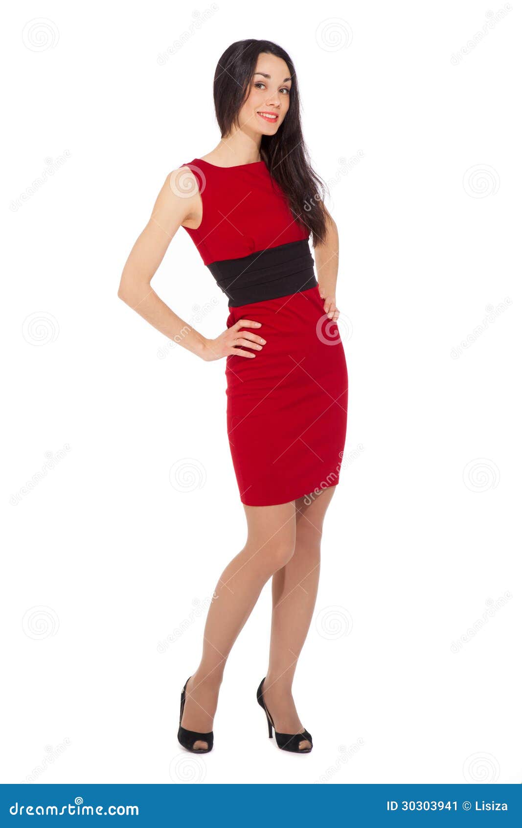 black dress with red sneakers