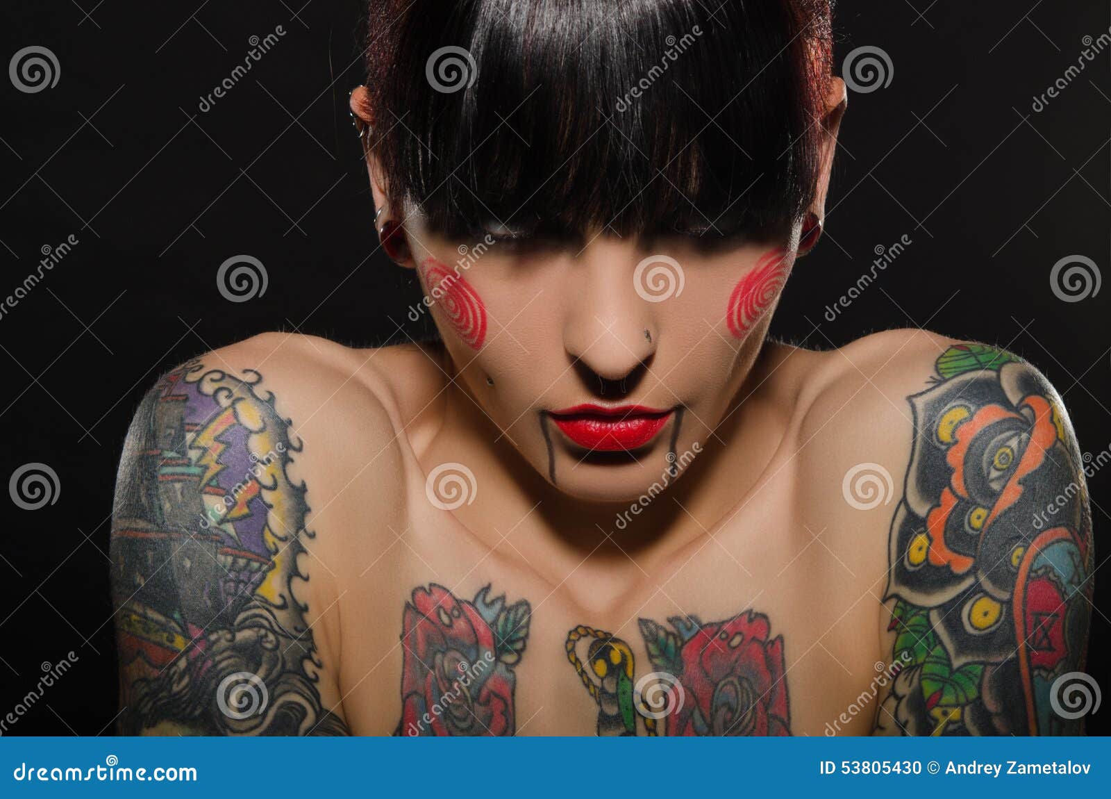 Portrait of Beautiful Tattooed Women Stock Photo - Image of stage