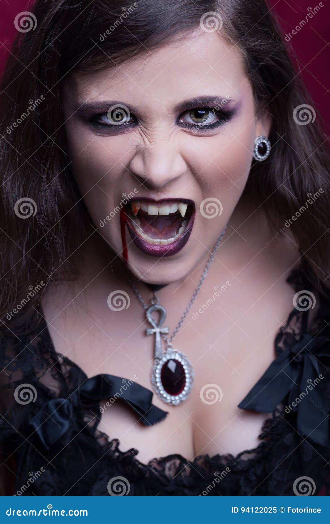 Portrait of a Beautiful Vampire Woman Stock Image - Image of emotional ...