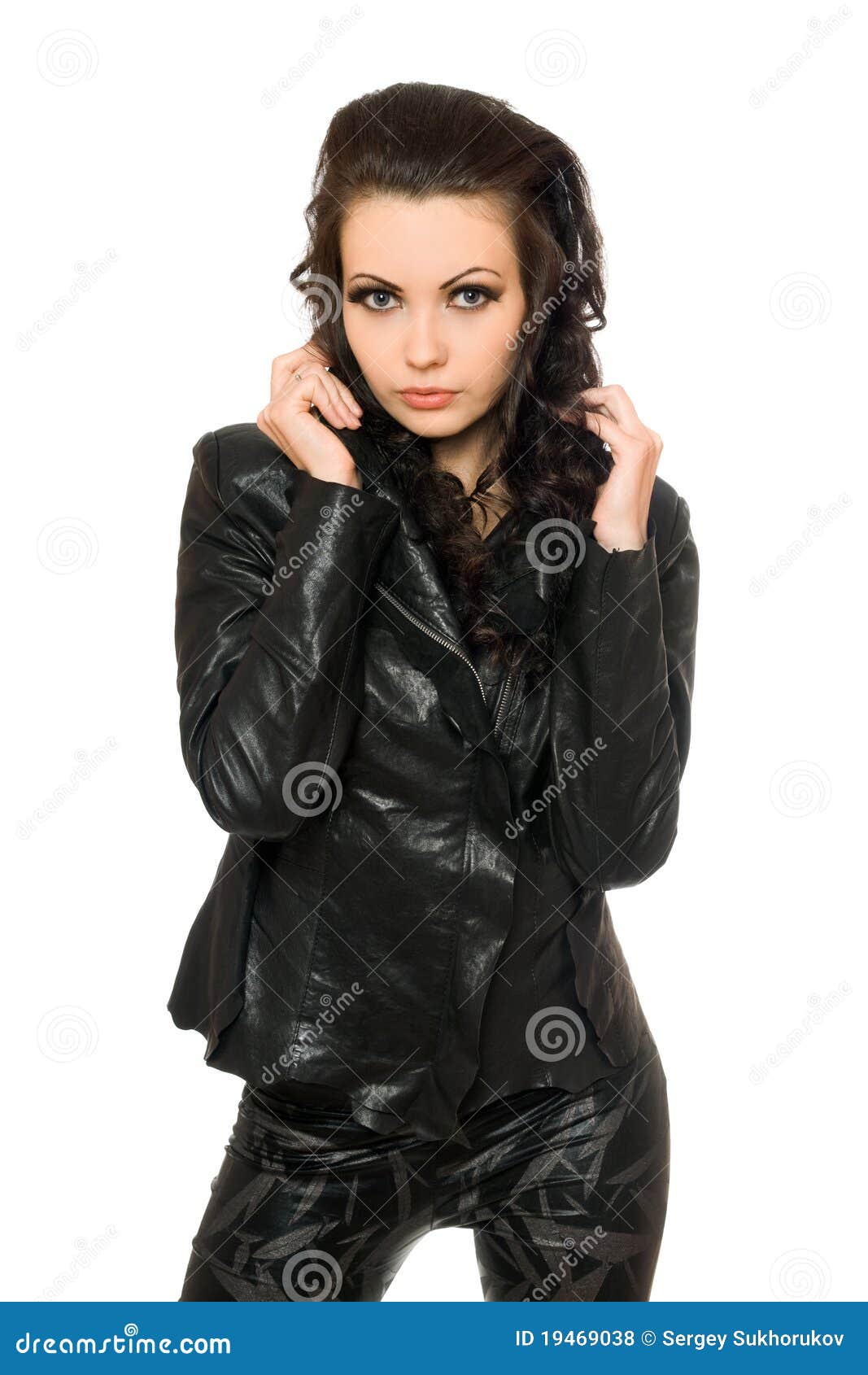 Portrait of Beautiful Woman in Black Clothes Stock Photo - Image of ...