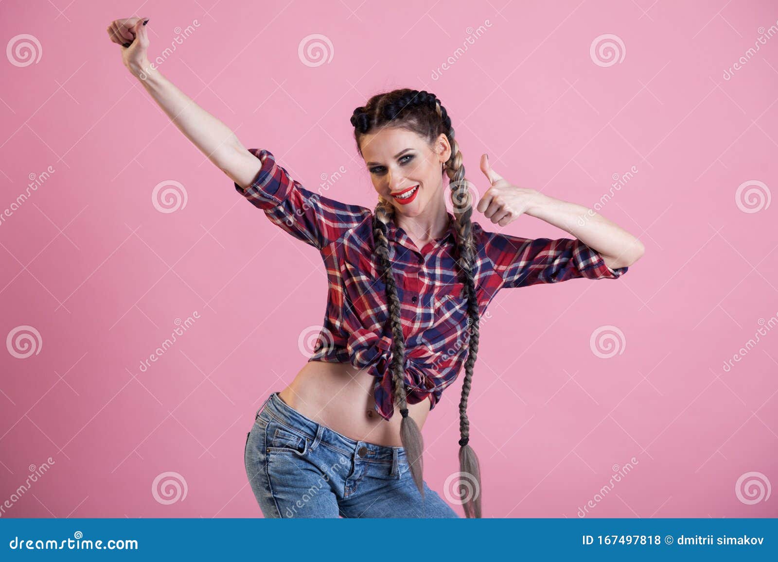 Portrait of a Beautiful Fashionable Woman with Braids in a Country ...