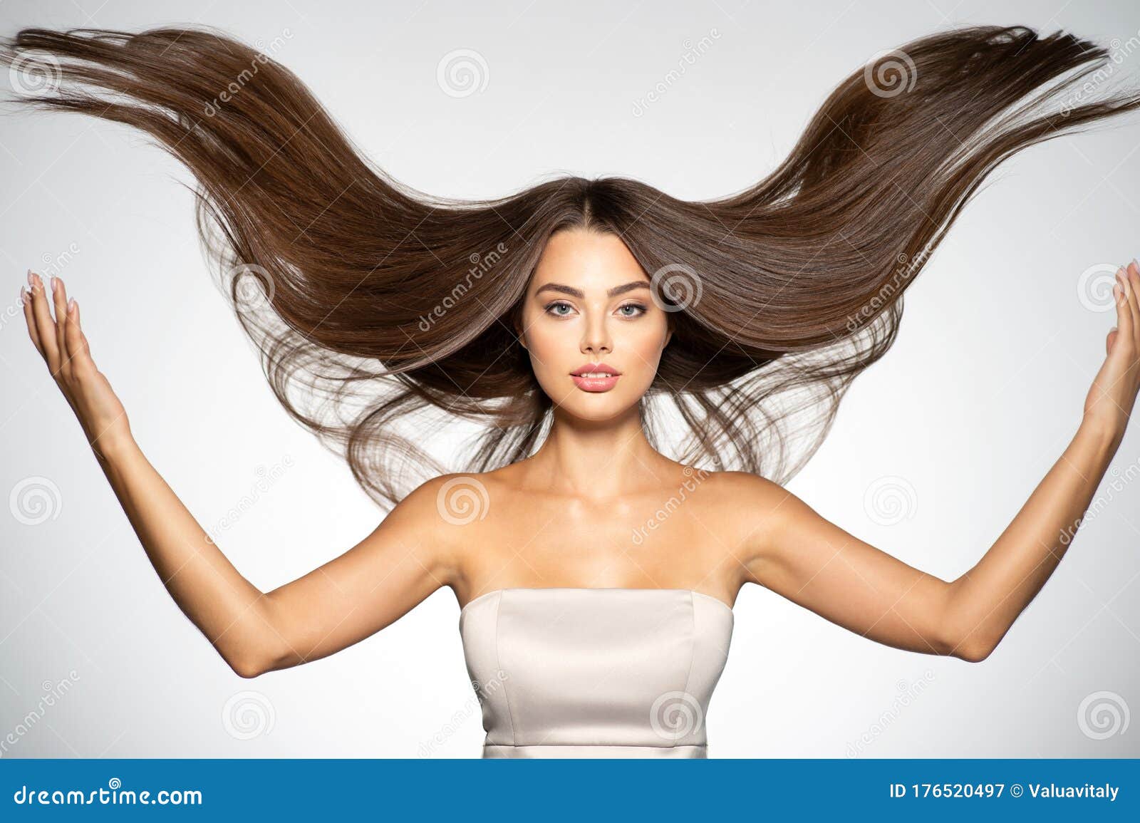 Portrait of a Beautiful Woman with a Long Straight Hair Stock Image - Image  of gloss, hairstyle: 176520497