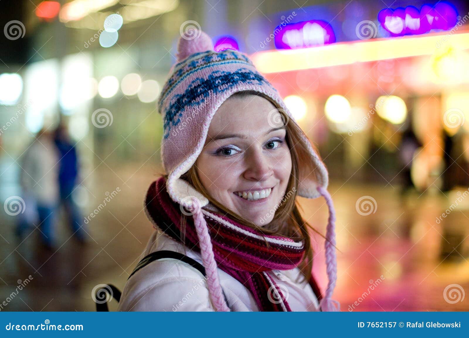 Portrait of a Beautiful Woman in Night Scene Stock Image - Image of ...