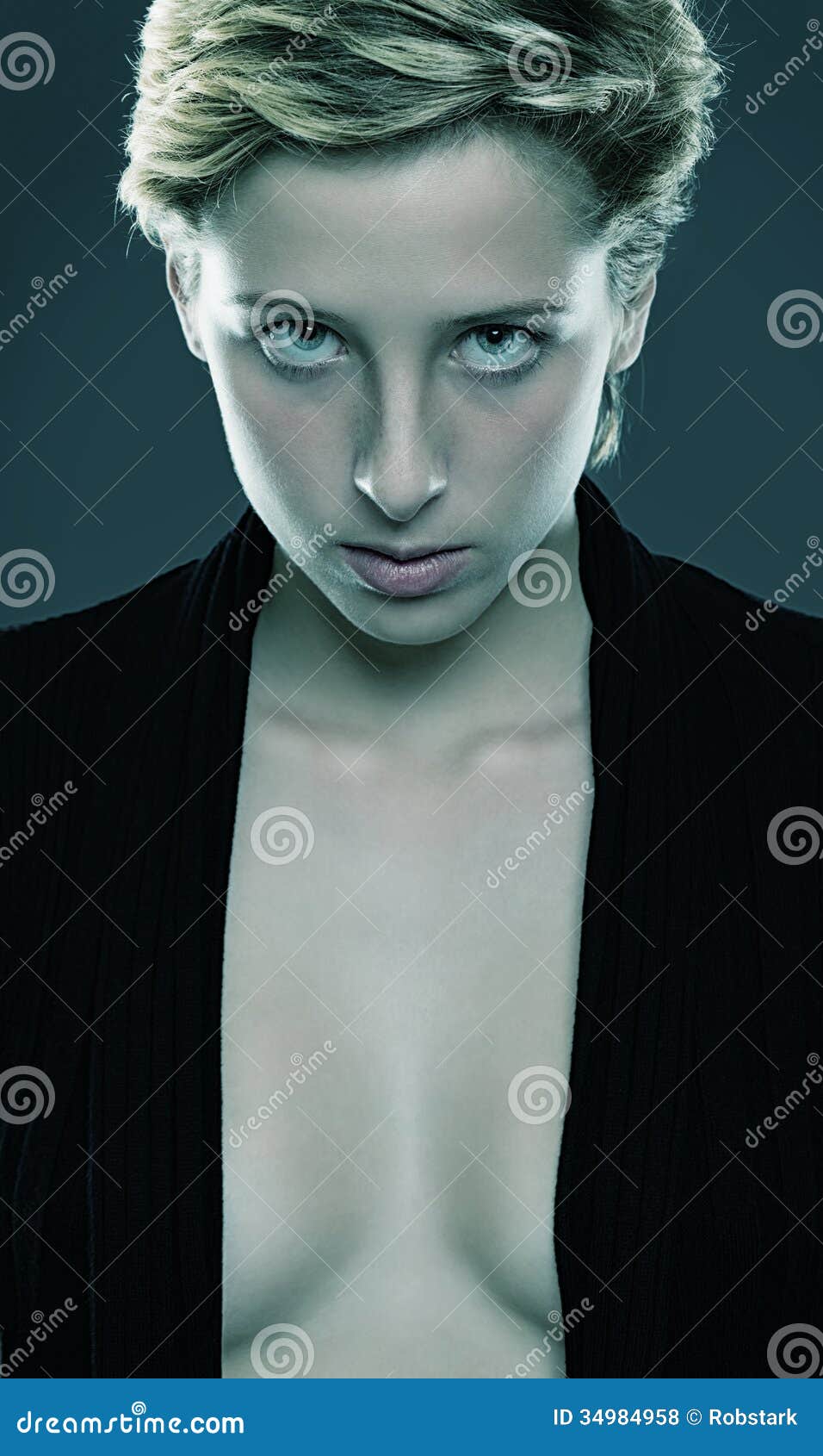 Portrait Of A Beautiful  Woman  With Open Shirt Royalty Free 