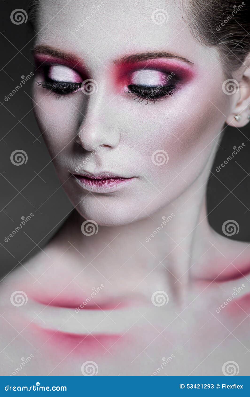 Portrait of Beautiful Woman with Pink Make-up Stock Image - Image of ...