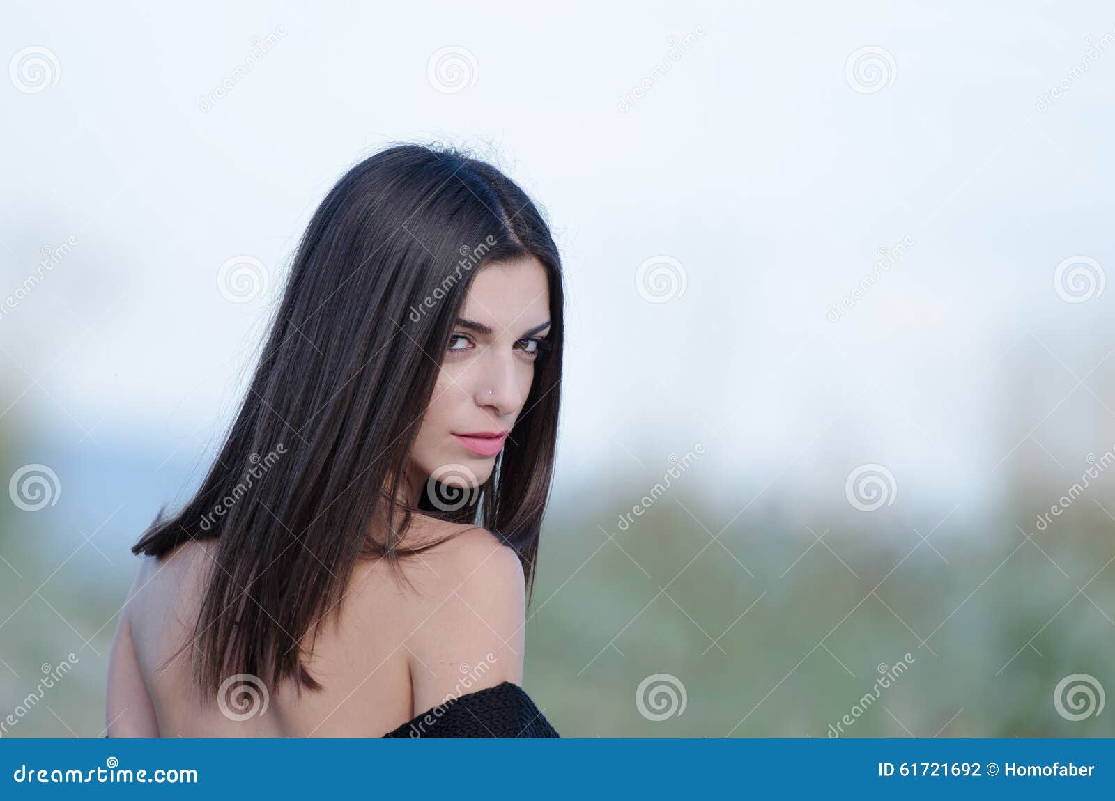 Portrait Of A Beautiful Woman Rear View Stock Photo Image 61721692