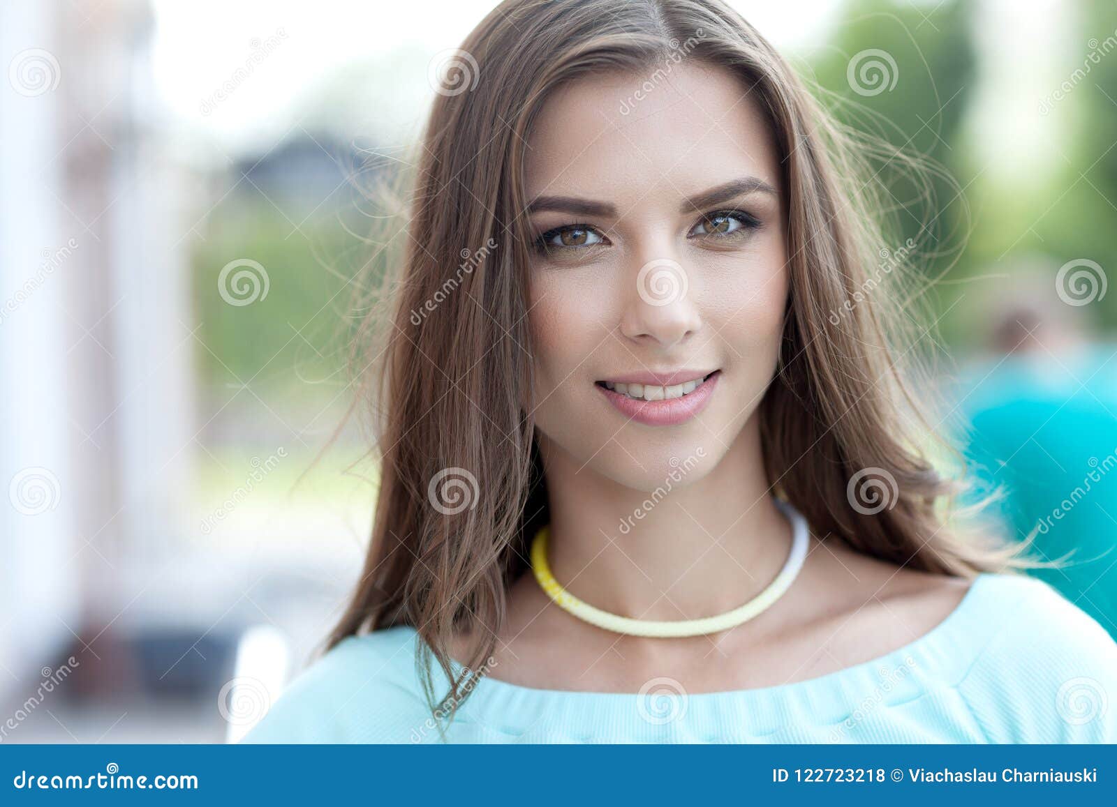 Portrait of a Beautiful Woman on a Street Walk. Stock Photo - Image of ...