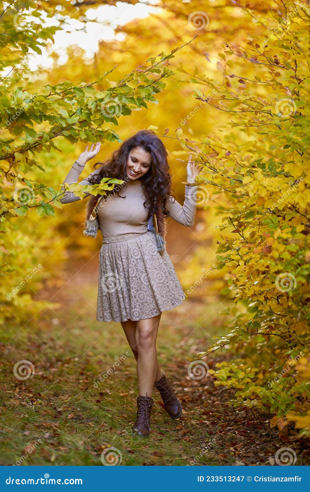 Portrait of a Beautiful Woman in the Woods Stock Image - Image of hair ...