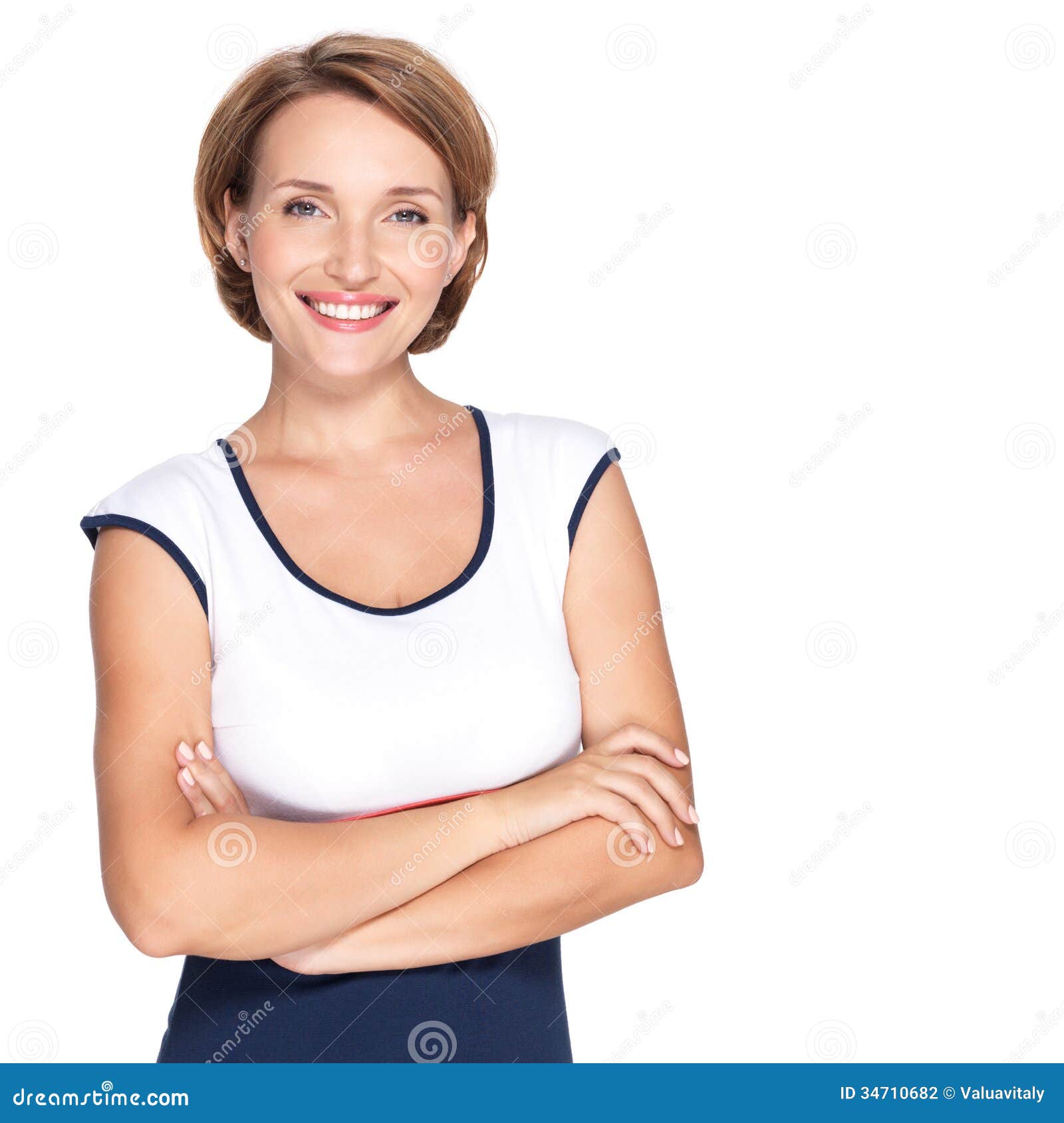 Portrait Of A Beautiful Young Adult White Happy Woman Stock Photo
